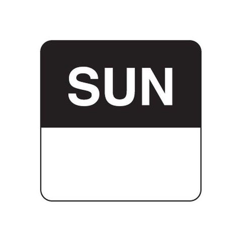 DAYDOTS 40MM SQUARE (P) - SUNDAY - BLACK - 500 - ROLL