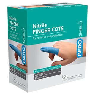 FINGER COTS LARGE - BLUE  NITRILE - 100 - PACK