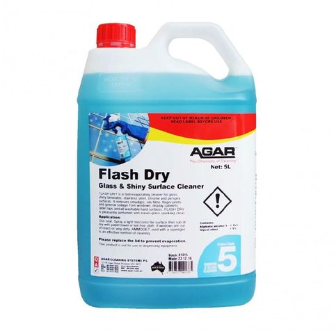 AGAR FLASH DRY PREMIUM GLASS, WINDOW & SURFACE CLEANER - 5L