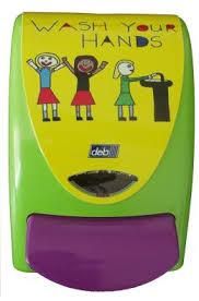 DEB AZURE GREEN "WASH YOUR HANDS" KIDS DISPENSER - EACH