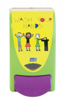 DEB AZURE GREEN "WASH YOUR HANDS" KIDS DISPENSER - EACH