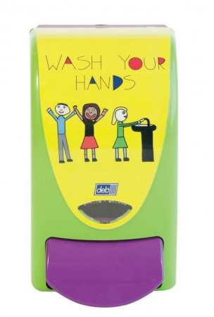 DEB AZURE GREEN "WASH YOUR HANDS" KIDS DISPENSER - EACH