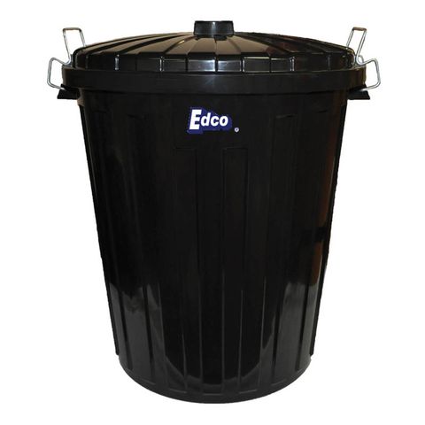 EDCO PLASTIC GARBAGE BIN & LID - BLACK - 73L -EACH