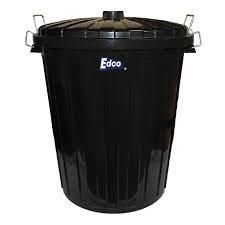 EDCO PLASTIC GARBAGE BIN & LID - BLACK - 55L