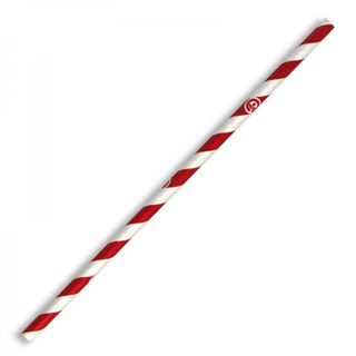 BIOPAK Red Stripe 6mm Regular Biostraws - 2500 - CTN ( JP-PBS-6X197-RS )