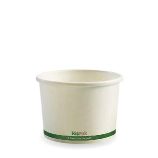 BIOPAK 8oz HOT Bowl - white with green stripe - 50 - ( BSC-8 ) - SLV