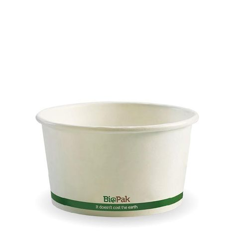 BIOPAK 12oz HOT Bowl - White with green stripe - 25 - ( BSC-12 ) - SLV