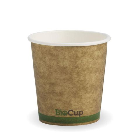 BIOCUP Single Wall CUP - 4oz - Kraft with Green Stripe - 50 -  ( BCK-4-GS ) - SLV