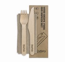 BIOPAK 16cm Knife, Fork & Napkin Set - Wooden FSC 100% - Cutlery Set - 100 - ( HY-16KFN ) - SLV