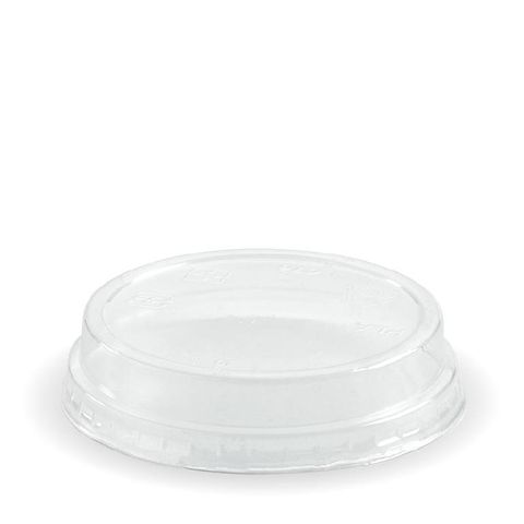BIOPAK 60 - 280ml Dome LID Flat Top with No Hole - PLA Clear - 50 - ( C-76 ) -SLV