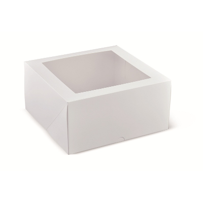 DETPAK 9" SQUARE & 4.75" DEEP PATISSERIE BOX WITH WINDOW (240 X 240 X 120) - Q404S0001 - 100 -CTN