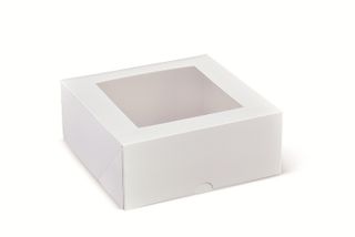 DETPAK 7" SQUARE PATISSERIE BOX WITH WINDOW (180 X 180 X 75) - Q093S0001 - 50-SLV