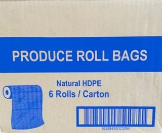 TP MEDIUM 15 X 10 ( 380 X 250MM ) PRODUCE ROLL BAGS NATURAL HDPE - 6 ROLLS -CTN