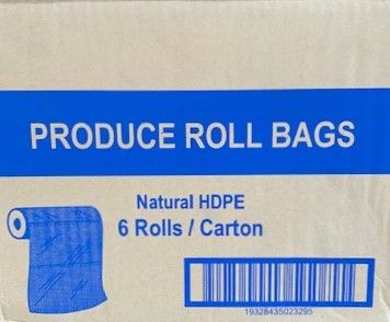 TP MEDIUM 15 X 10 ( 380 X 250MM ) PRODUCE ROLL BAGS NATURAL HDPE - 6 ROLLS -CTN