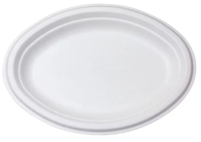 ENVIRO CHOICE  10 X 7.5" WHITE NATURAL FIBRE OVAL PLATE - 500 - CTN