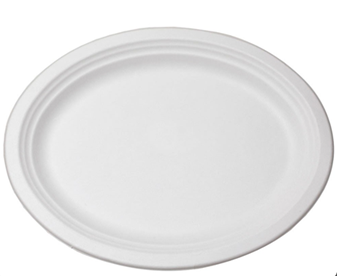 ENVIRO CHOICE 12.5 X 10" WHITE NATURAL FIBRE OVAL PLATE - 500 - CTN