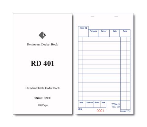 RD401 SINGLE PAGE DOCKET BOOK -100 -CTN
