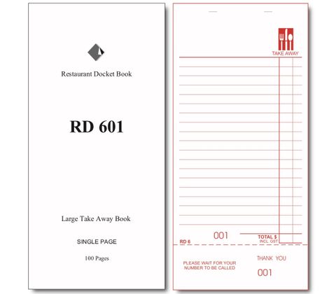RD601 TAKE AWAY DOCKET BOOK -100 -CTN