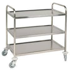 VOGUE STAINLESS STEEL 3 TIER TROLLEY - F994 - MEDIUM