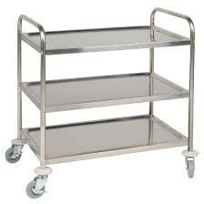 VOGUE STAINLESS STEEL 3 TIER UTILITY CART / TROLLEY - F994 - MEDIUM - EACH