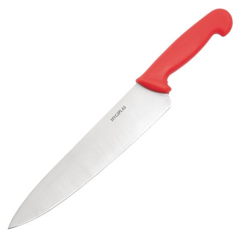 HYGIPLAS 10" (25.5CM) COOKS KNIFE RED HANDLE - C886 - EACH