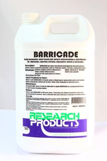 Research " BARRICADE " Waterbased Stain Protector for stone etc - 5L
