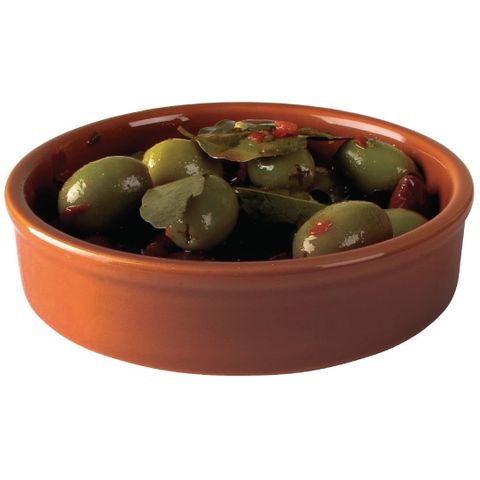 OLYMPIA RUSTIC TERRACOTTA TAPAS DISH - LARGE ( 30MM H x 134MM DIA ) CD741 - 6 - PACK