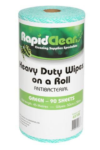 RAPID CLEAN H.D. WIPES ROLL - GREEN - 45MTR -6-CTN