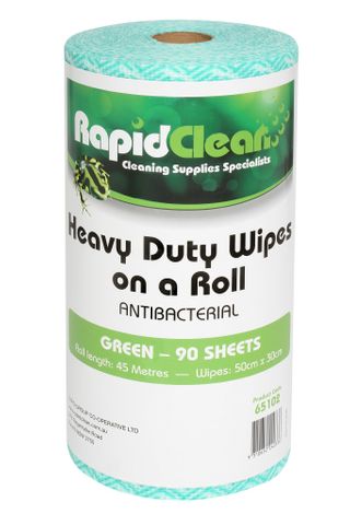 RAPID CLEAN H.D. WIPES ROLL - GREEN - 90 SHEETS- 45MTR -6-CTN