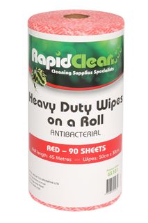 RAPID CLEAN H.D. WIPES ROLL - RED - 90 SHEETS - 45MTR - 6 -CTN