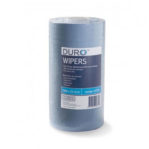 DURO WIPERS -24.5CM X 70MTR - BLUE - CTN - 4