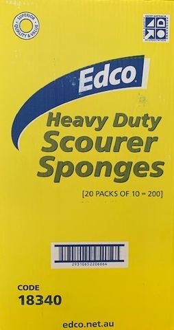 EDCO YELLOW & GREEN SPONGE SCOURER ( 150mm x 100mm x 30mm ) - 18340 - 20 PACKS -200 - MASTER BOX