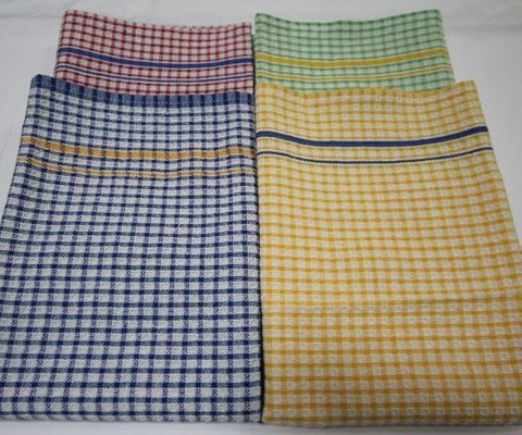 TEA TOWELS - GREEN - WAFFLE CHECK PATTERN - 680x450MM - DOZEN