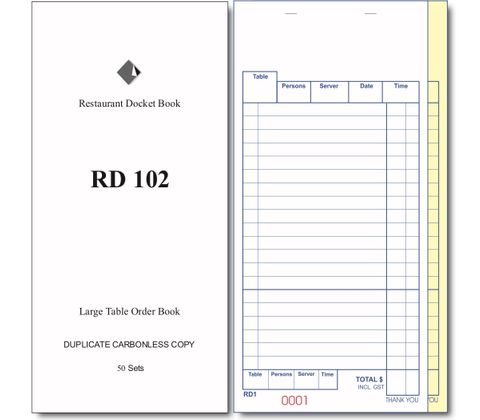 RD102  LARGE DUPLICATE DOCKET 1 - EACH