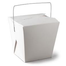 DETPAK 26OZ WHITE FOOD PAIL / NOODLE BOX WITH HANDLE - 50 - SLV