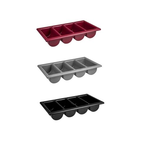 GASTRONORM CUTLERY BOX 4 COMP - BLACK - EACH - 45045BK