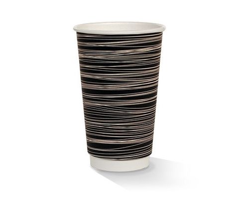 16oz (90mm) DOUBLE WALL BLACK & WHITE BARISTA PRINT - 500 - CTN ( H16D )
