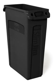 RUBBERMAID SLIM JIM WASTE CONTAINER - BLACK - 60.5L - EACH