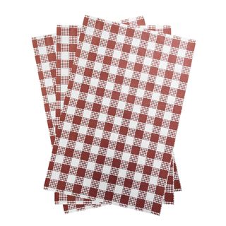 GINGHAM BURGUNDY GREASE PROOF PAPER 1/2 CUT 400X330MM - 800 - REAM