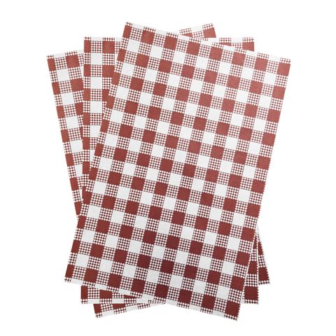GINGHAM BURGUNDY GREASE PROOF PAPER 1/2 CUT 400X330MM ( 800239 ) - 800 - REAM