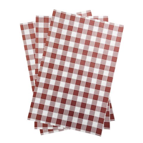 GINGHAM BURGUNDY GREASE PROOF PAPER 1/2 CUT 400X330MM ( 800239 ) - 800 - REAM