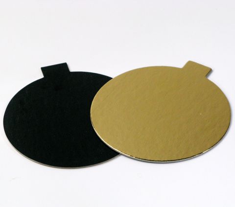 CAKE SINGLE SERVE TAB FOILED BASES - CIRCLE SILVER & GOLD - 80MM ROUND - 1000 - CTN