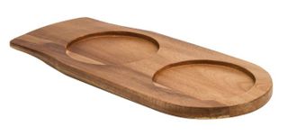 OLYMPIA ACACIA WOODEN BOARD - TWO 134mm DIA RECESSES - 180mm W X 415mm L ( GF207 ) - EACH