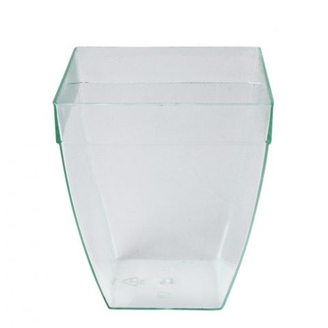 CLEAR DISPOSABLE SQUARE BULGED DESSERT DISH - MEDIUM - 170ML (35X60X70MM) - 200 - CTN