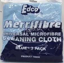 EDCO MERRIFIBRE MICROFIBRE CLEANING CLOTH BLUE 3 PACK ( 58010 ) - 12 - CTN