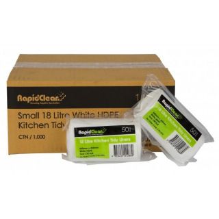 RAPID CLEAN 18L "SMALL" WHITE KITCHEN TIDY BAGS - RKTS - 1000 - CTN
