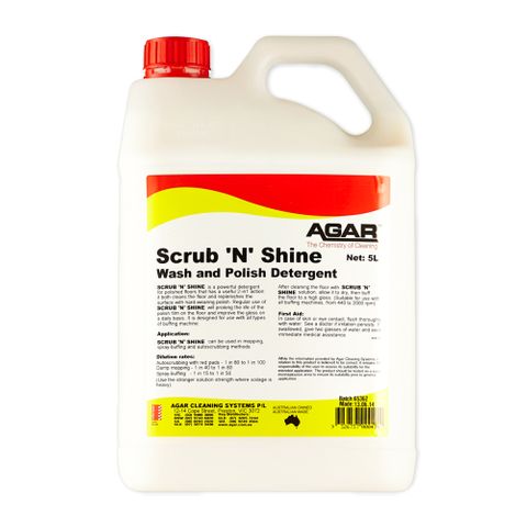 AGAR SCRUB N SHINE - FLOOR CLEANER / RESTORER - 5L