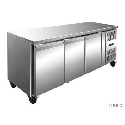 3 DOOR TROPICALISED GASTRONORM BENCH FRIDGE 1795mm W x 700mm D x 850mm H ( GN3100TN ) - EACH ( SPECIAL ORDER FREIGHT APPLIES )