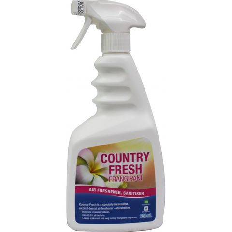 CLEAN PLUS "COUNTRY FRESH" FRANGIPANI AIR FRESHENER & SANITISER -750ML X 12 - CTN