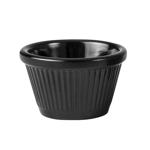 RAMEKIN - RYNER MELAMINE BLACK FLUTTED 90ML ( 80x45MM ) - 72 - CTN - 69662-BK